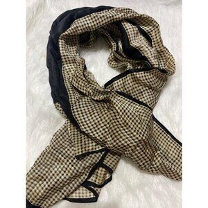 Echo Houndstooth Silk Scarf Black & Beige 34x34 Inches Lightweight Womens Access